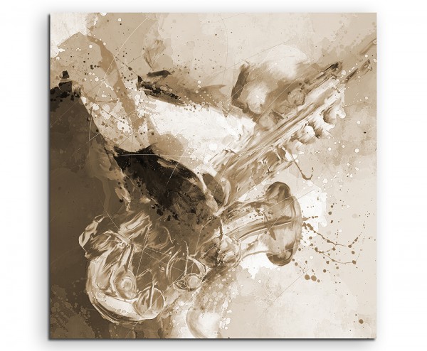 Saxophon Spieler I 60x60cm Aquarell Art Leinwandbild Sepia