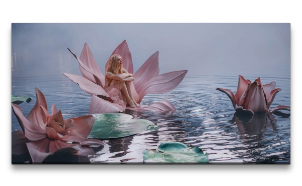 Leinwandbild 120x60cm Elfe Fantasievoll Wasserblumen Zauberhaft Märchenhaft