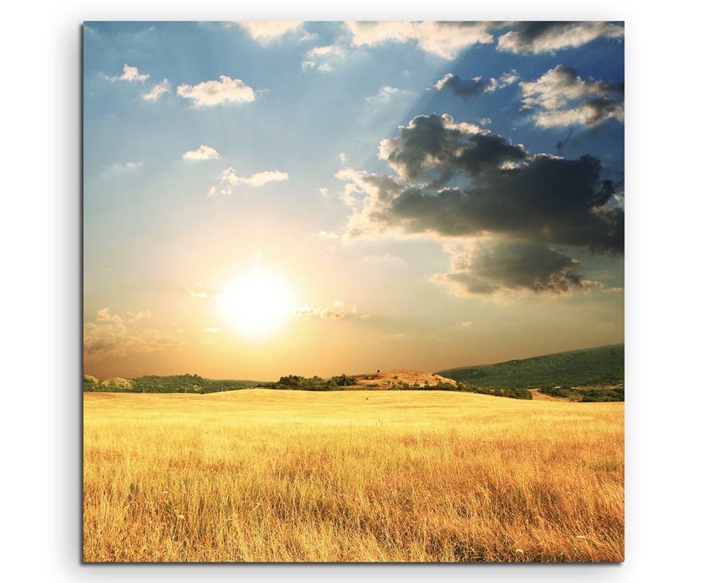 60x90cm Poster Landschaftsfotografie  Sonne über dem Weizenfeld