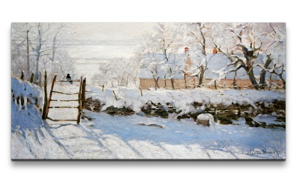 Remaster 120x60cm Claude Monet Impressionismus weltberühmtes Wandbild he Magpie Winter Schnee