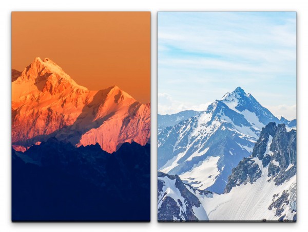2 Bilder je 60x90cm Berge Schneegipfel Himalaya Gebirge Stille Ruhe Natur