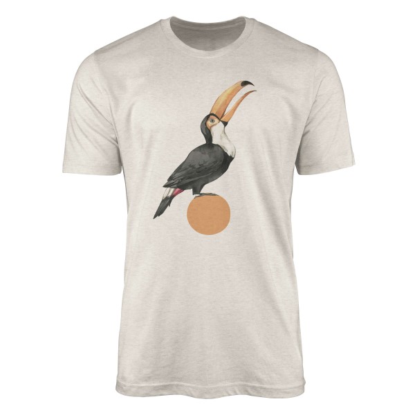 Herren Shirt Organic T-Shirt Aquarell Motiv Tukan Vogel Bio-Baumwolle Ökomode Nachhaltig Farbe