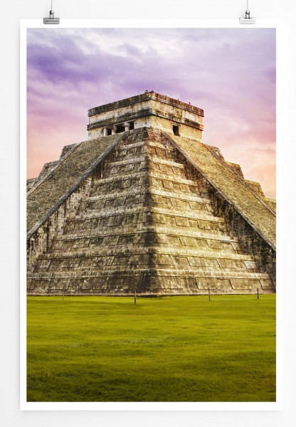 Architekturfotografie 60x90cm Poster Kukulkan Tempel der Maya Mexico