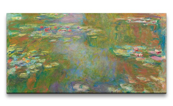 Remaster 120x60cm Claude Monet Impressionismus weltberühmtes Wandbild Wasserlilien Wasserblumen Zeit