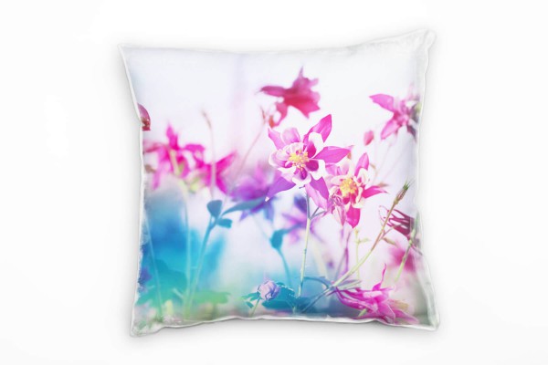 Blumen, Macro, Filter, blau, pink, Blüte Deko Kissen 40x40cm für Couch Sofa Lounge Zierkissen