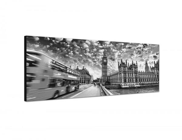 150x50cm London Westminster Bridge Bus Wolken Himmel