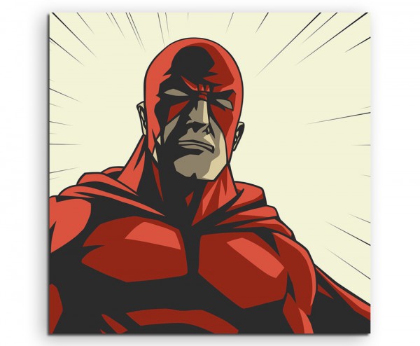 Superheld mit roter Maske im Comic Stil auf Leinwand