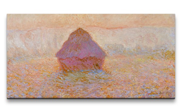 Remaster 120x60cm Claude Monet Impressionismus weltberühmtes Wandbild Heuhaufen Ernte Sommer Zeitlos