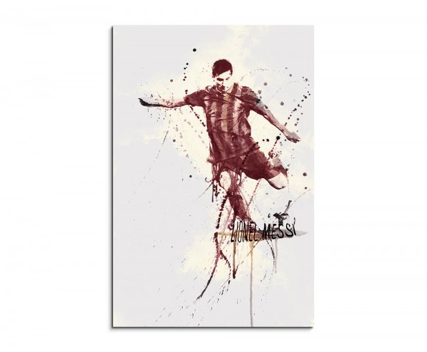 Lionel Messi FC Barcelona 90x60cm Aquarell Art Wandbild auf Leinwand fertig gerahmt Original Sinus A