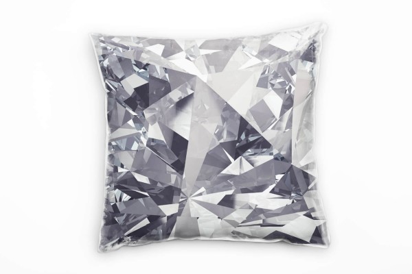Abstrakt, schwarz, weiß, Kristallglas Deko Kissen 40x40cm für Couch Sofa Lounge Zierkissen