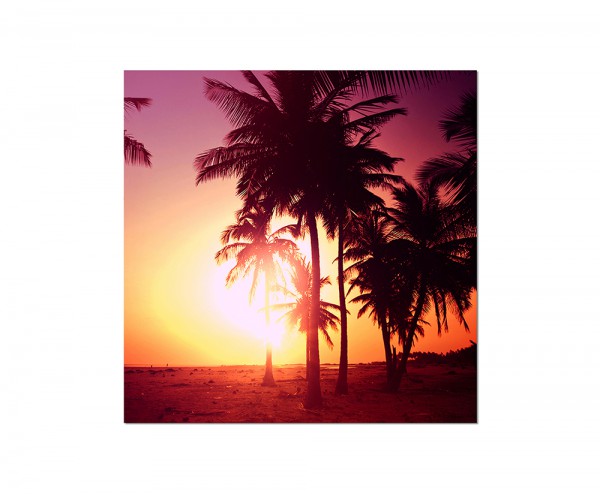 80x80cm Strand Meer Palmen Sonne Abendrot