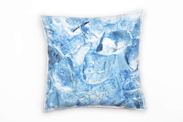 Abstrakt, Eiswürfel in Wasser, blau, hell Deko Kissen 40x40cm für Couch Sofa Lounge Zierkissen
