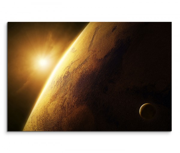120x80cm Wandbild Planet Mars Weltall Sonnenaufgang