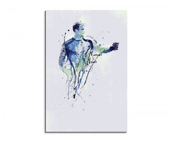 Manuel Neuer III 90x60cm Keilrahmenbild Kunstbild Aquarell Art Wandbild auf Leinwand fertig gerahmt