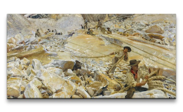 Remaster 120x60cm John Singer Altmeister Weltberühmt zeitlose Kunst Bringing Down Marble from the Qu