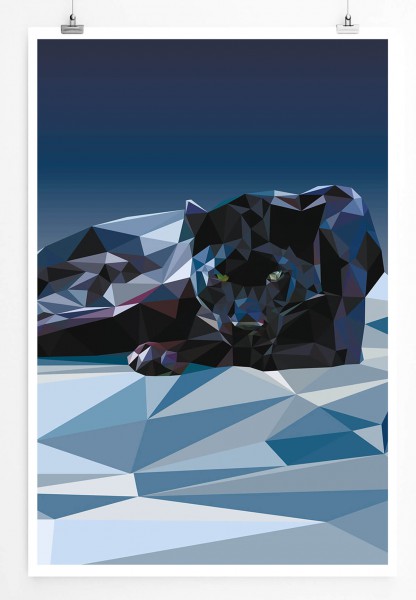 Bild  Geometrischer schwarzer Panther 60x90cm Poster