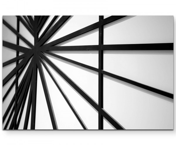 Schwarze und weiße Linien auf weißer Wand - Leinwandbild