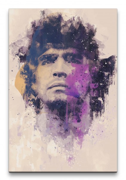 Diego Maradona Porträt Abstrakt Kunst Fußballlegende Legende Fußballer 60x90cm Leinwandbild
