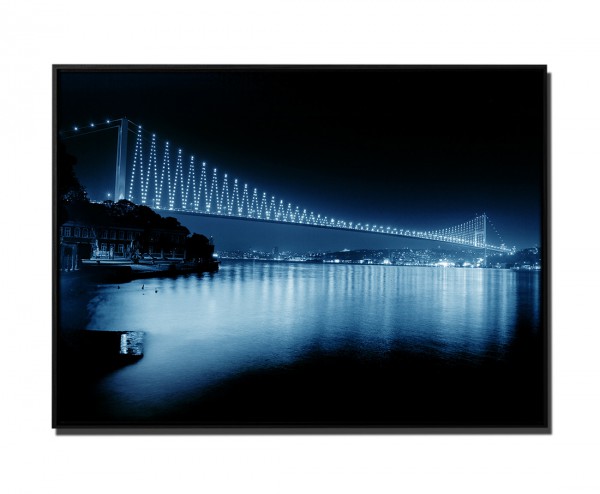 105x75cm Leinwandbild Petrol Bosporusbrücke bei Nacht Istanbul