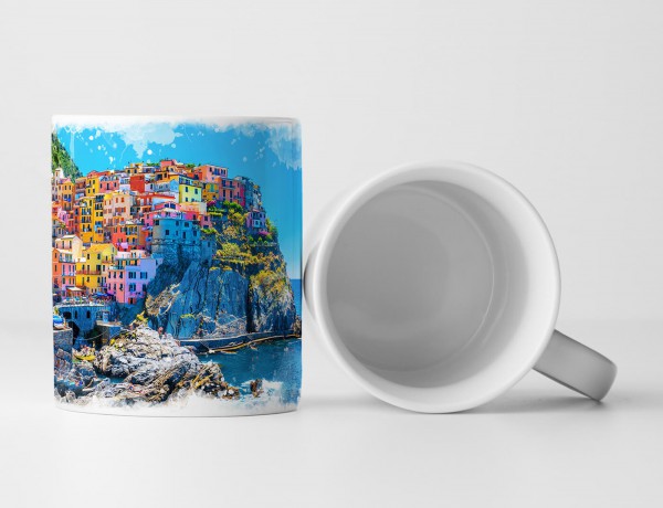 Tasse Geschenk Landschaftsfotografie – Farbenfroher Hafen Cinque Terre Italien