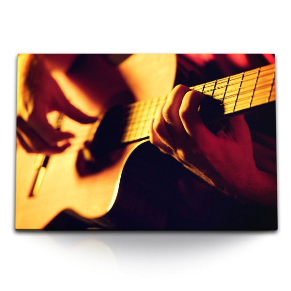 120x80cm Wandbild auf Leinwand Gitarre Gitarrist Musik Sonnenstrahl Musikzimmer Aufnahmestudio
