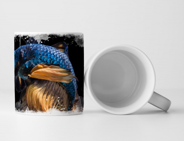 Tasse Geschenk Tierfotografie – Siamesischer Kampffisch auf schwarzem Hintergrund