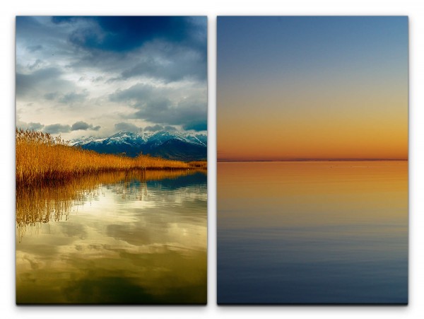 2 Bilder je 60x90cm Alaska Natur Unberührt Horizont Berge Ozean Beruhigend
