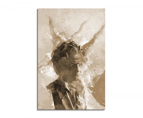 Beethoven 90x60cm Aquarell Art Leinwandbild Sepia