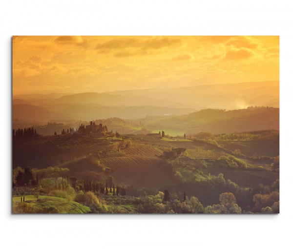 120x80cm Wandbild Italien Toskana Hügel Morgengrauen