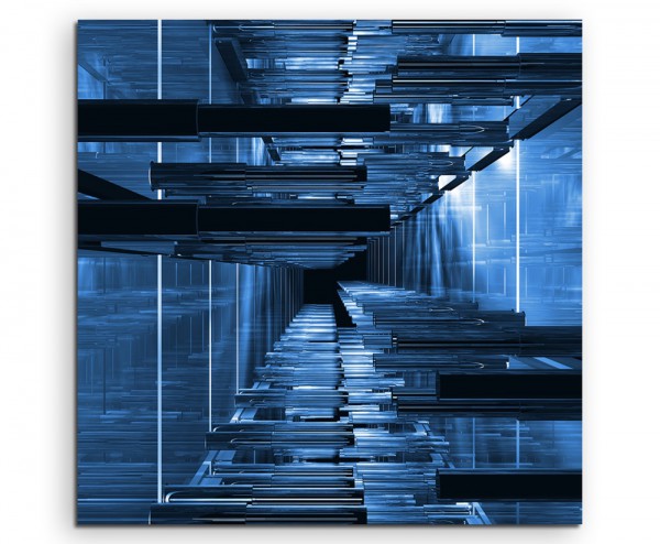 Architekturfotografie – Blaue Streben auf Leinwand