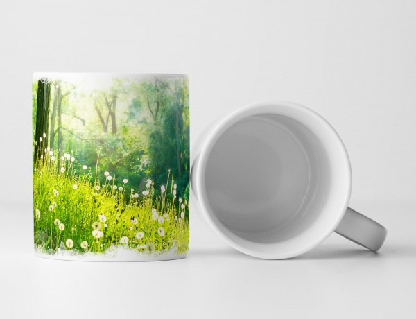 Tasse Geschenk Naturfotografie – Frühlingswiese mit Pusteblumen