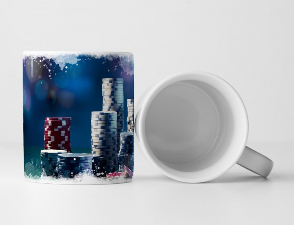 Tasse Geschenk Künstlerische Fotografie – Pokerchips auf dem Spieltisch