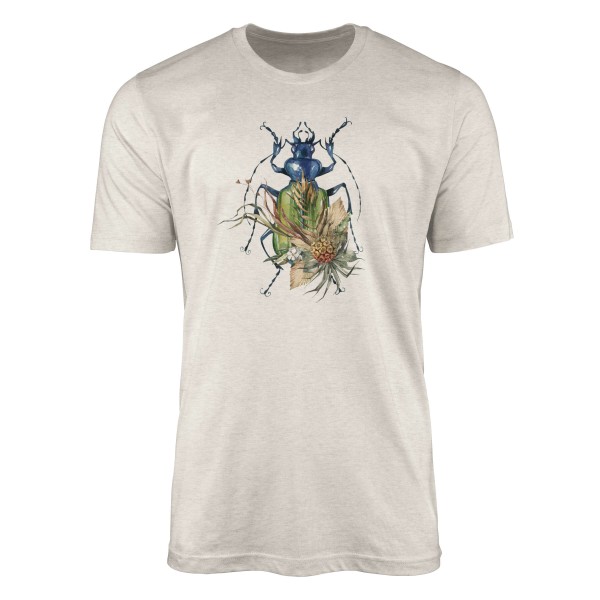 Herren Shirt 100% Bio-Baumwolle T-Shirt Aquarell Motiv Käfer Farbe Nachhaltig Organic Ökomode
