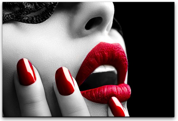 Frau mit roten Lippen Wandbild in verschiedenen Größen