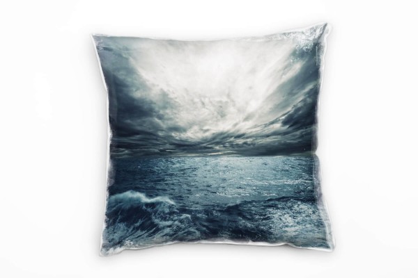 Meer, grau, blau, Wellen, Wolken, Wasseroberfläche Deko Kissen 40x40cm für Couch Sofa Lounge Zierkis