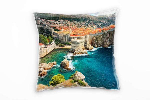 City, bunt, Meer, Kroatien, Hügel Deko Kissen 40x40cm für Couch Sofa Lounge Zierkissen