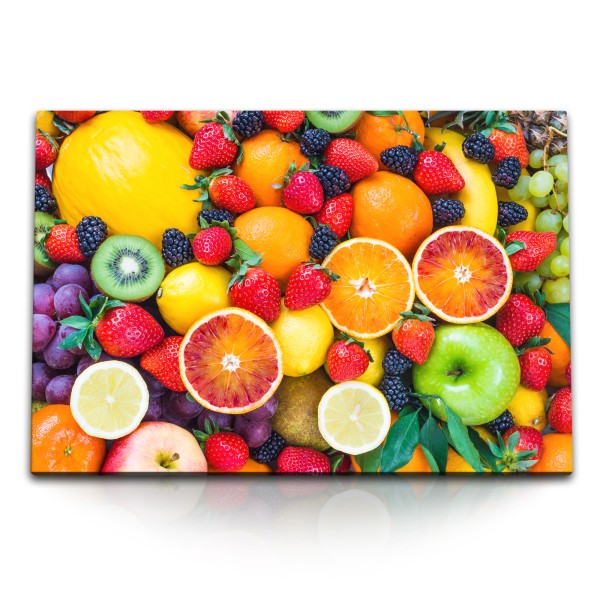 120x80cm Wandbild auf Leinwand Früchte Obst Farbenfroh Bunt Küche