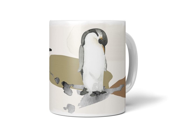 Tasse Porzellan Tier Motiv Pinguin Kaiserpinguin Wasserfarben