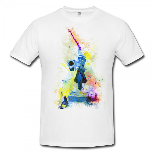 Jazz Player Cuba Herren T- Shirt , Stylisch aus Paul Sinus Aquarell Color