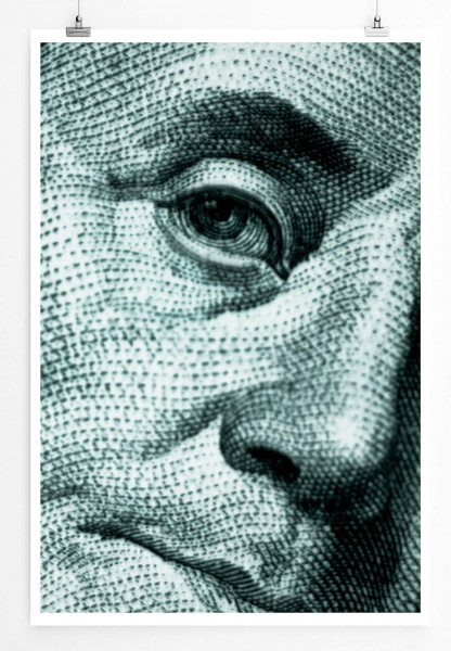 60x90cm Künstlerische Fotografie Poster Benjamin Franklin auf dem 100 Dollar Schein
