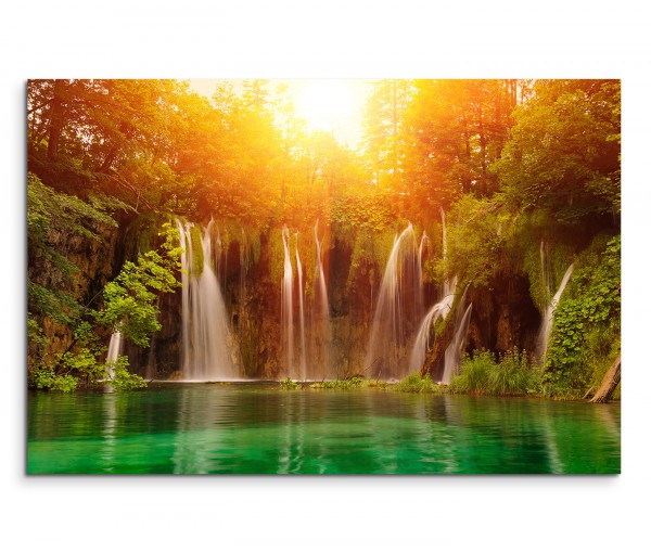 120x80cm Wandbild Kroatien Nationalpark Wasserfall Sonne