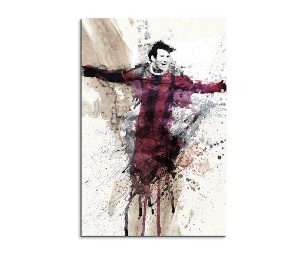Messi Barcelona 90x60cm Aquarell Art Leinwandbild