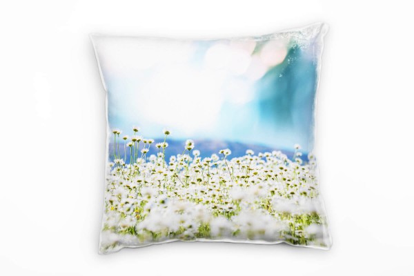Natur, Frühling, weiß, blau, Licht Reflektion Deko Kissen 40x40cm für Couch Sofa Lounge Zierkissen