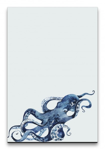 Oktopus Aquarell Blau Modern Minimalistisch Kunstvoll Dekorativ
