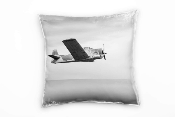 Urban, Flugzeug über dem Meer, grau Deko Kissen 40x40cm für Couch Sofa Lounge Zierkissen