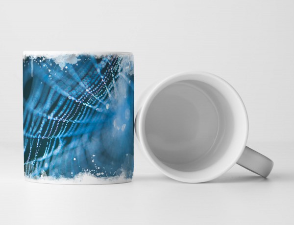 Tasse Geschenk Netz einer Spinne – Blautöne