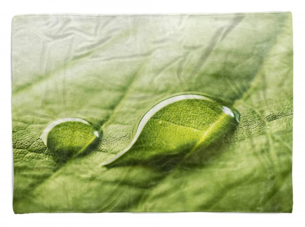 Handtuch Strandhandtuch Saunatuch Kuscheldecke mit Fotomotiv Wassertropfen grün