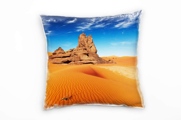 Wüste, blau, orange, Felsen, Dünen Deko Kissen 40x40cm für Couch Sofa Lounge Zierkissen