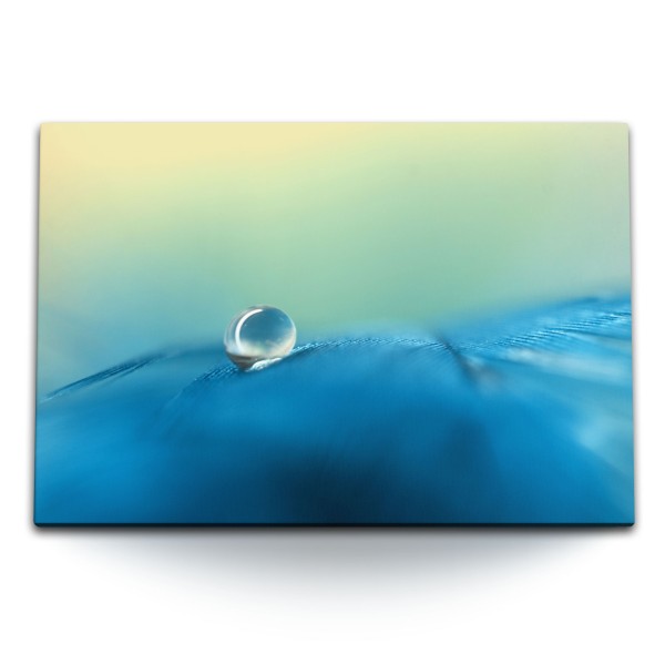 120x80cm Wandbild auf Leinwand Wassertropfen Makrofotografie Kunstvoll Abstrakt Blau