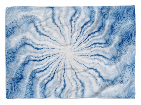 Handtuch Strandhandtuch Saunatuch Kuscheldecke mit Fotomotiv Blau Abstrakt Wellen